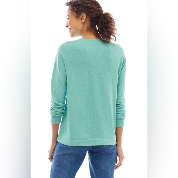 J. Jill XSP Lace-Up Pullover Sweater Relaxed Fit Topaz Heather Teal - Picture 3 of 7